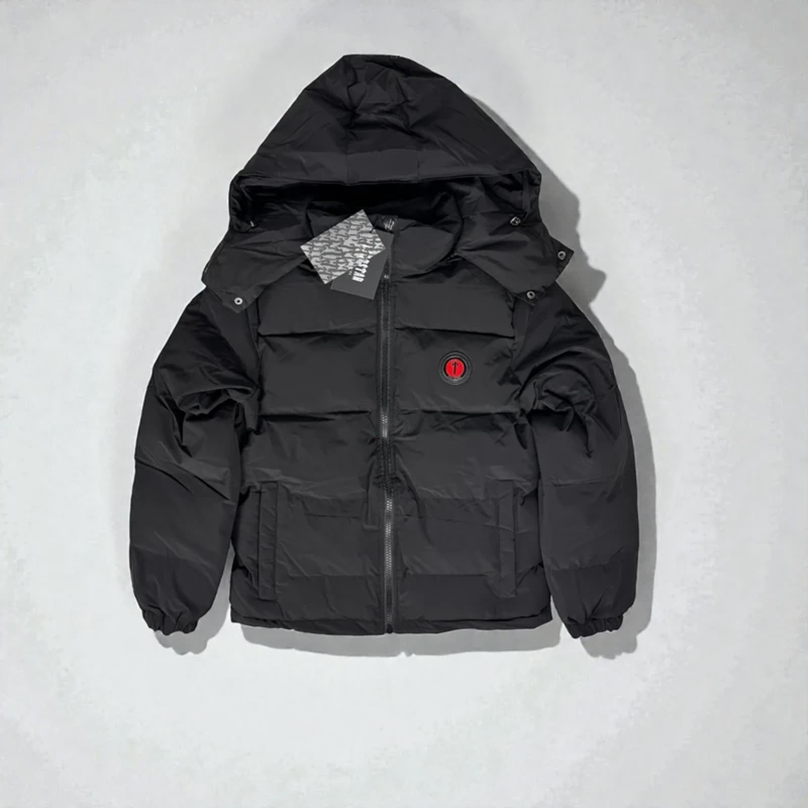 Trapstar Men's Irongate Detachable Hooded Puffer Jacket Black/Red