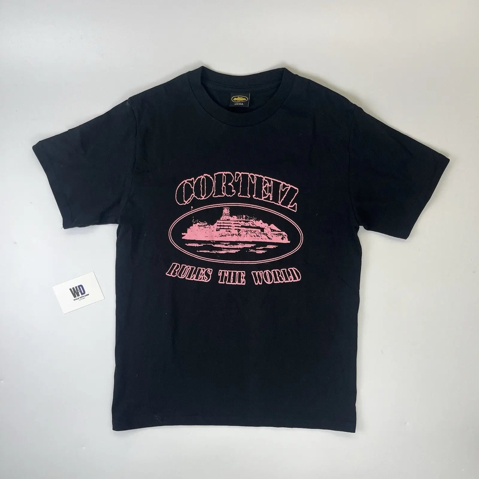 BRAND NEW - Corteiz Alcatraz T-Shirt Black/Pink - SIZE SMALL