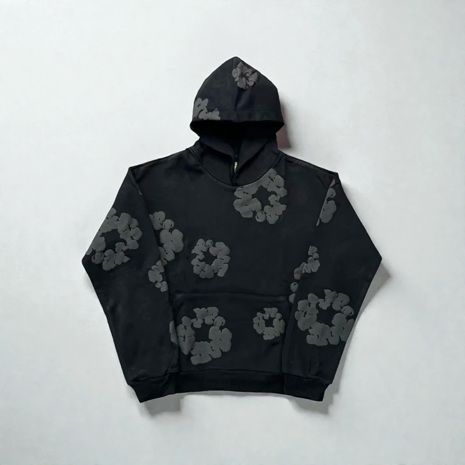 Denim Tears Monochrome Wreath Hoodie Black