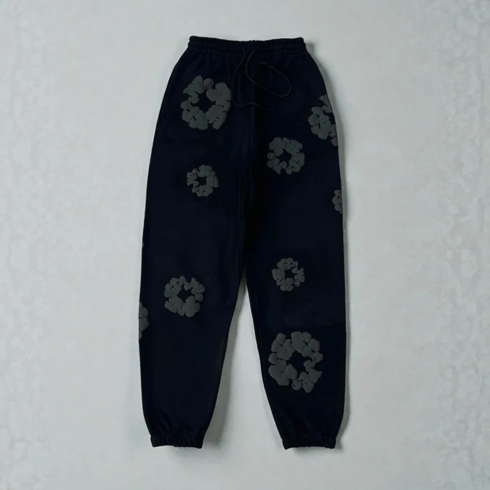 Denim Tears Monochrome Wreath Joggers Black