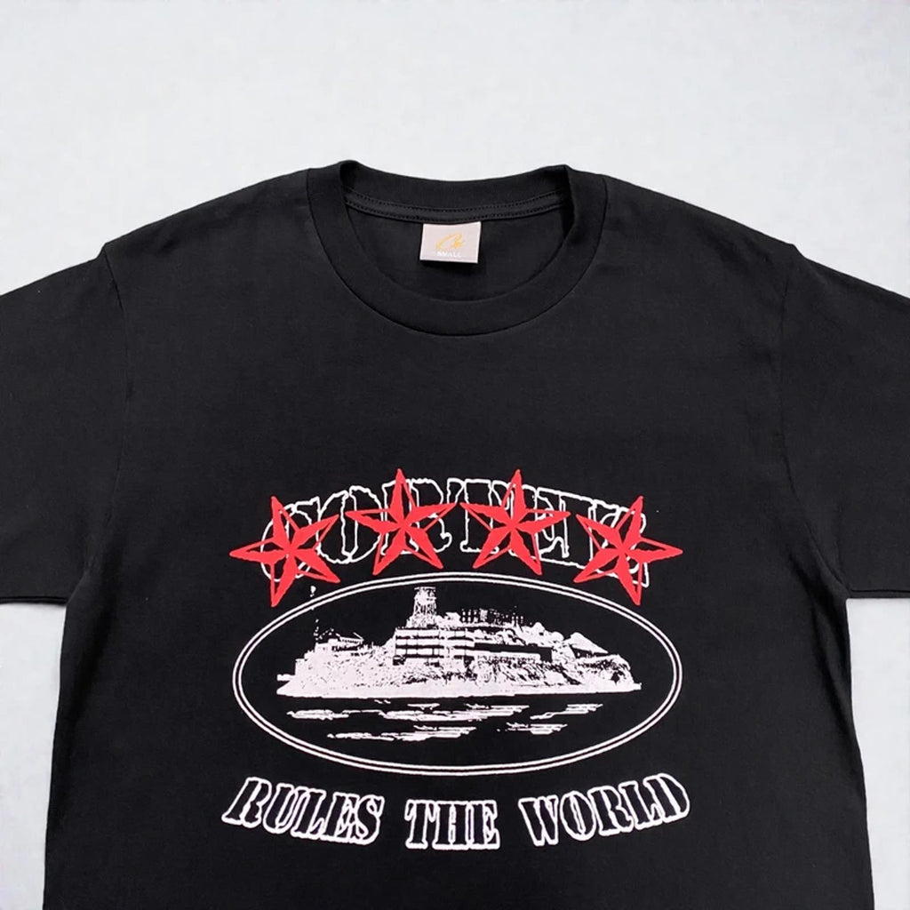 Corteiz 4 Star Alcatraz T-Shirt Black