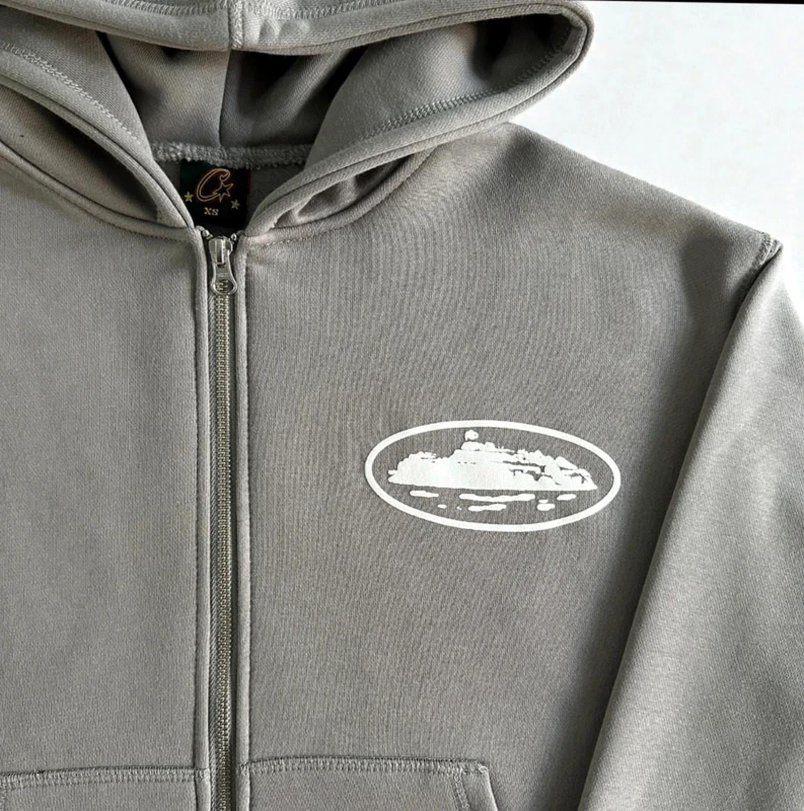 Corteiz Island Puff Print Hoodie Grey