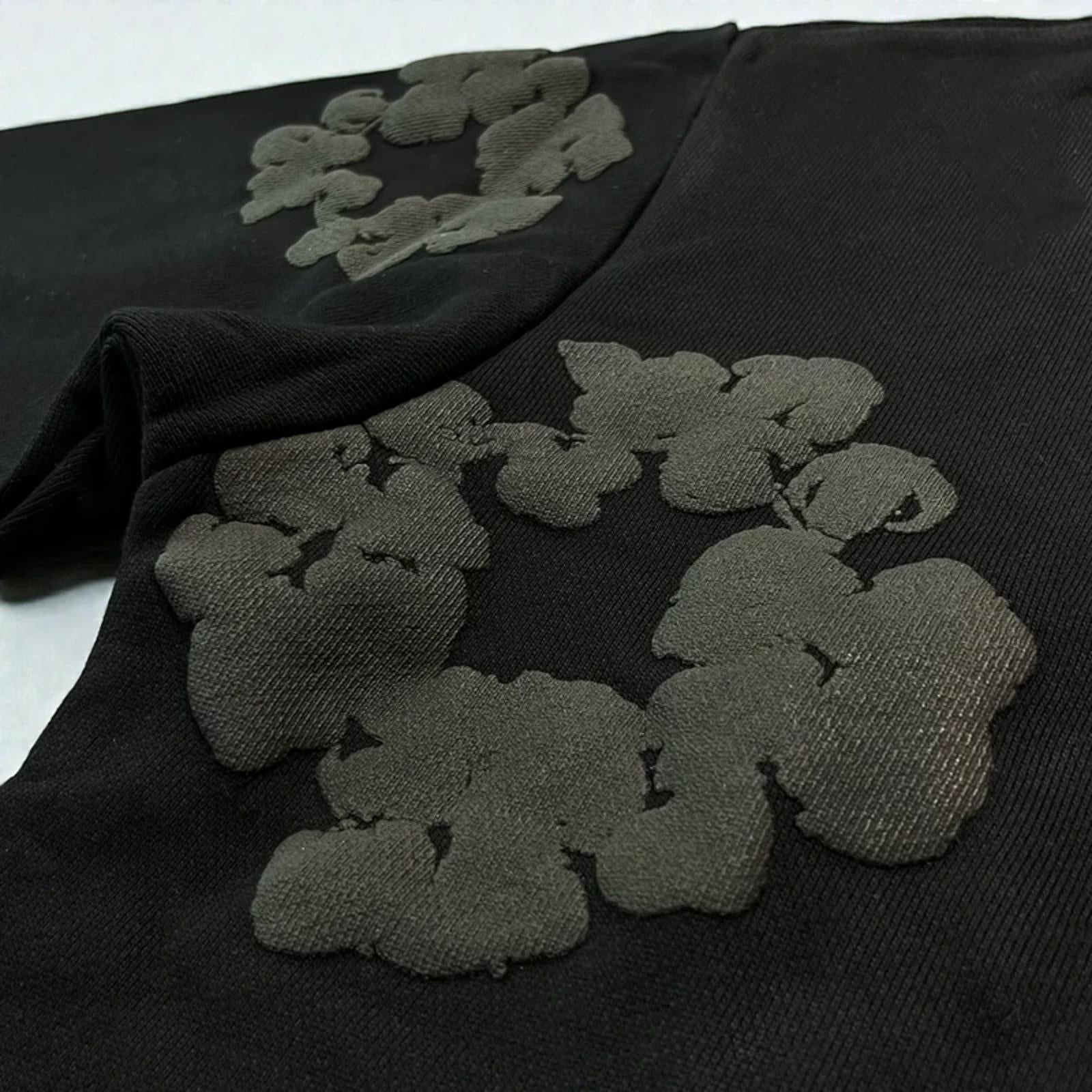 Denim Tears Monochrome Wreath Hoodie Black