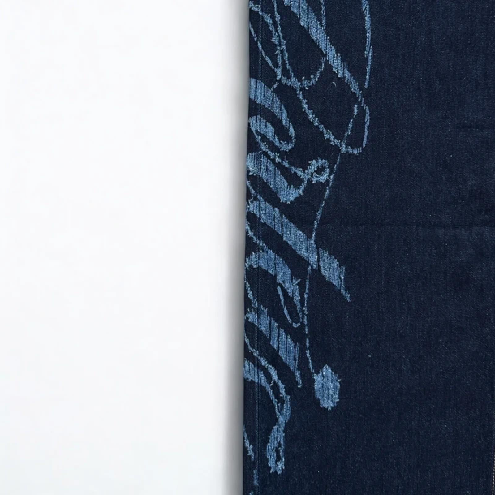 Corteiz Frayed Denim Baggy Jeans Navy