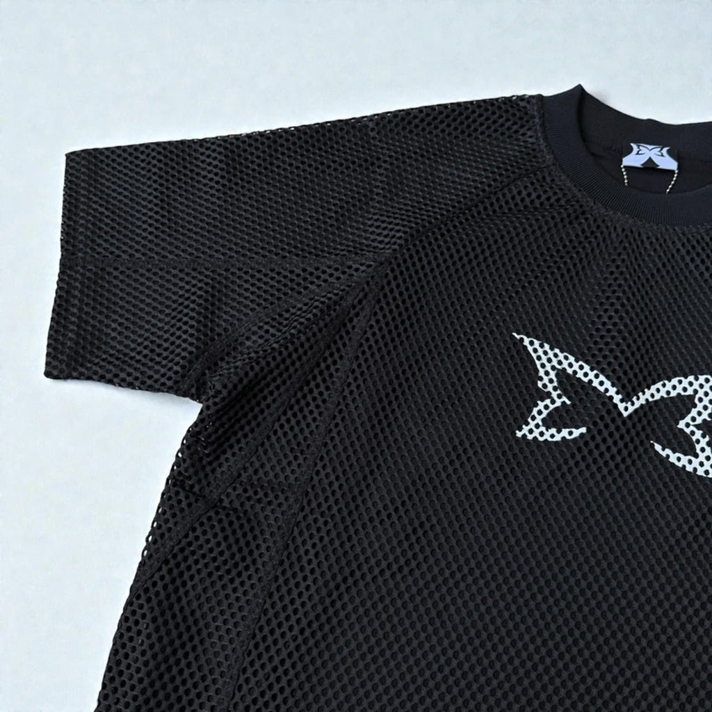 Mertra Layered Mesh Jersey Black