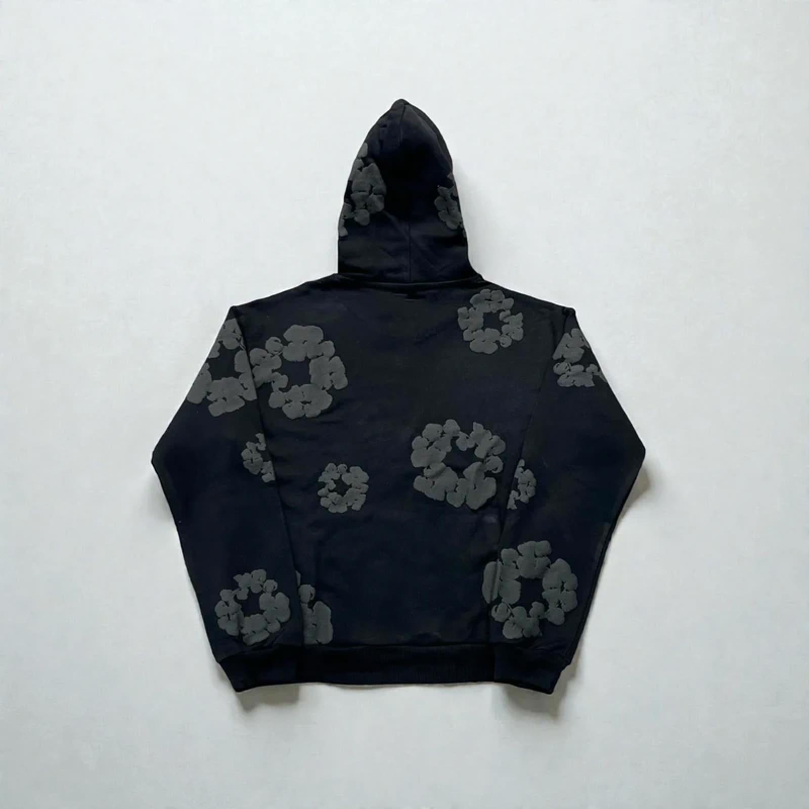 Denim Tears Monochrome Wreath Hoodie Black