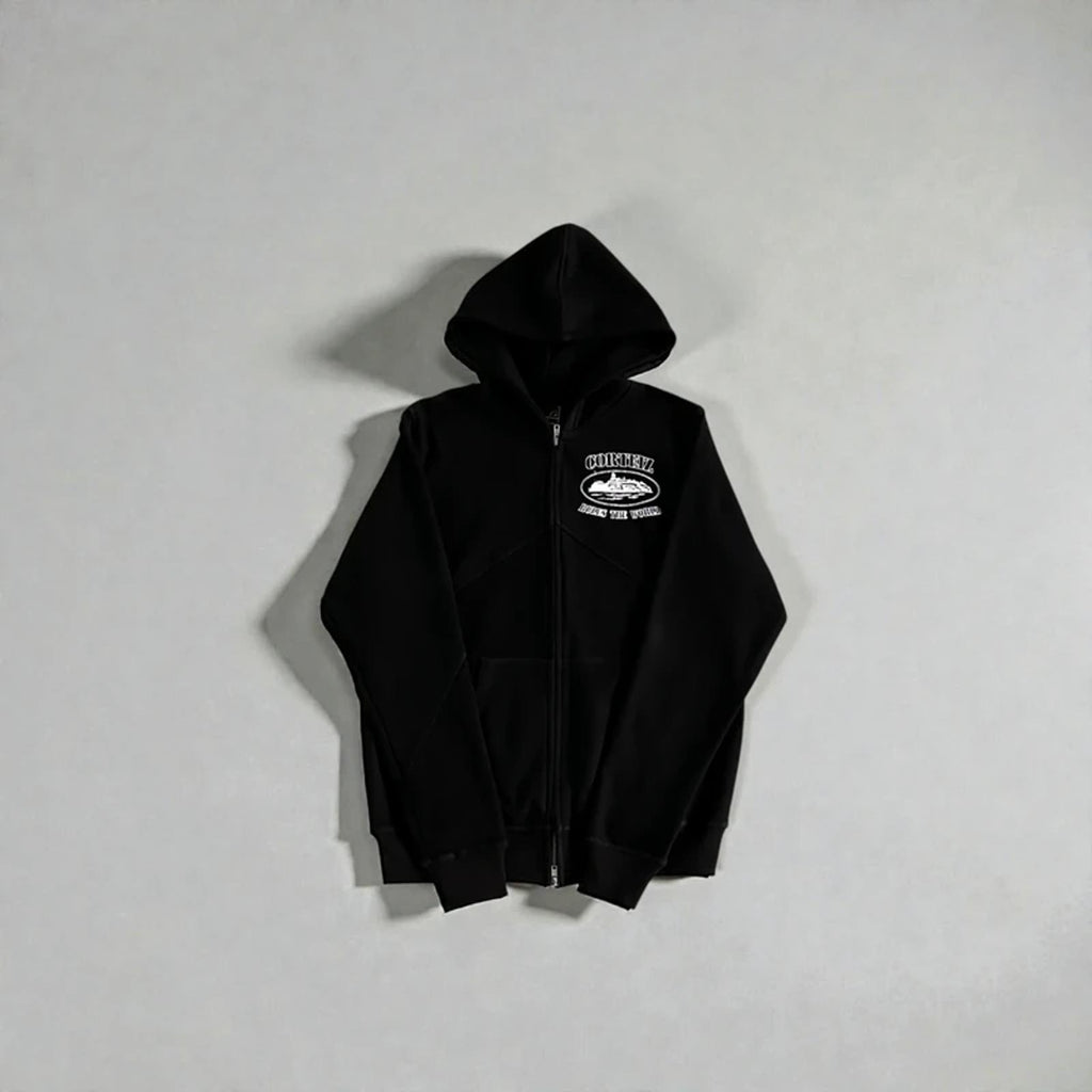 Corteiz Superior V2 Zip-Up Hoodie Black