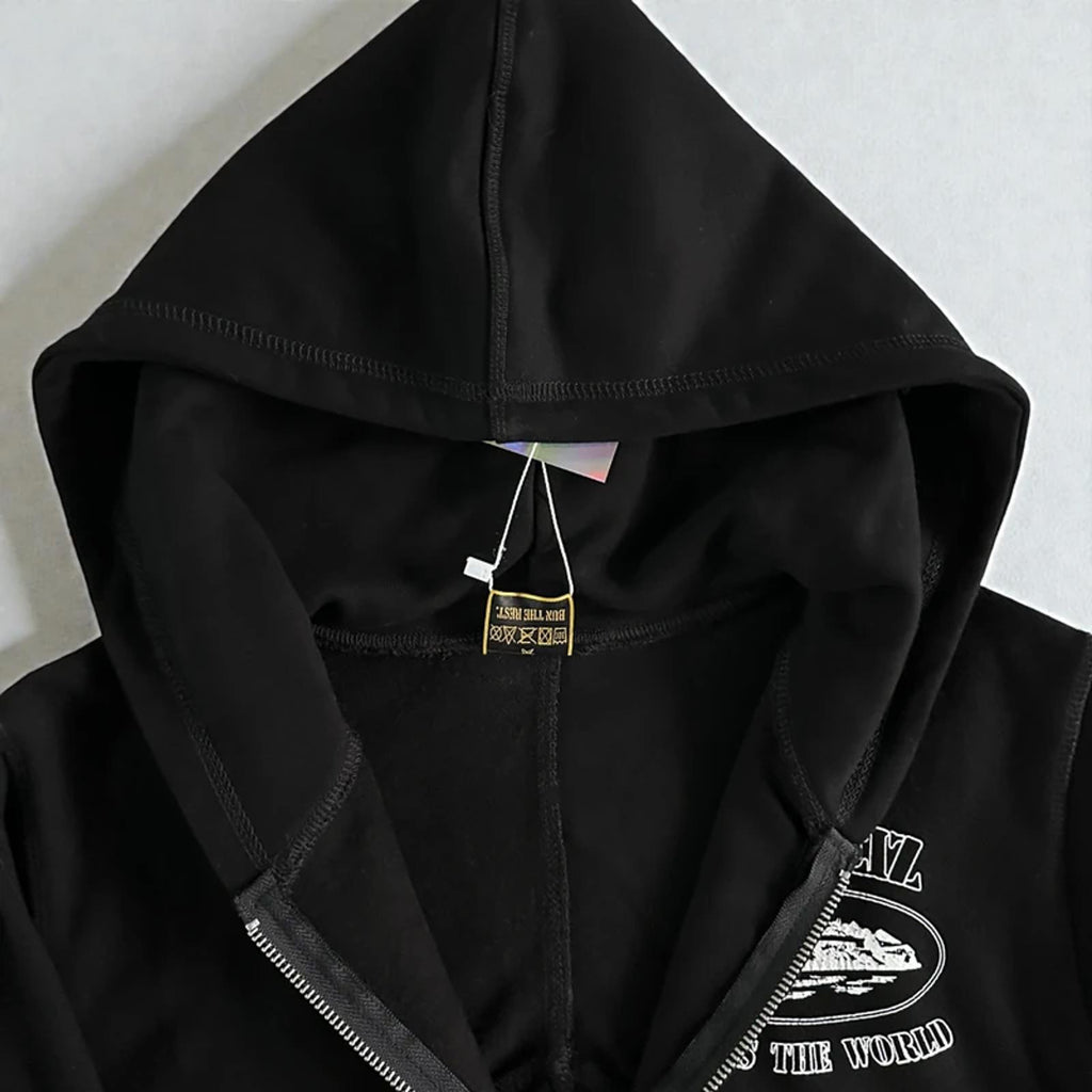 Corteiz Superior V2 Zip-Up Hoodie Black